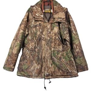 Vtg Cabelas Whitetail Hunting Jacket L Brown Camo Hooded Goretex Thinsulate‎ USA